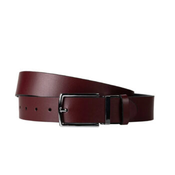 Curea bărbați Denilari cu două fețe negru-bordo 3,5 cm piele naturală