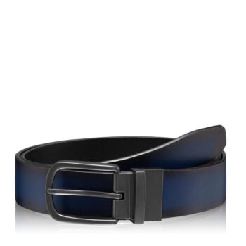 Curea bărbați CLK cu două fețe negru-bleumarine 3,5 cm piele naturală