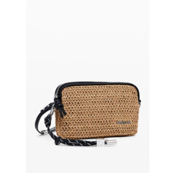 Geantă damă Desigual 25SAYO03 "Mone Half Logo Raffia Julia" poliester, natur